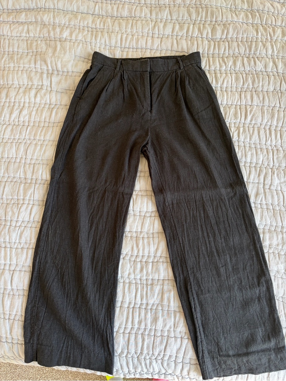 Abercrombie Black Wide-Leg Linen Pants